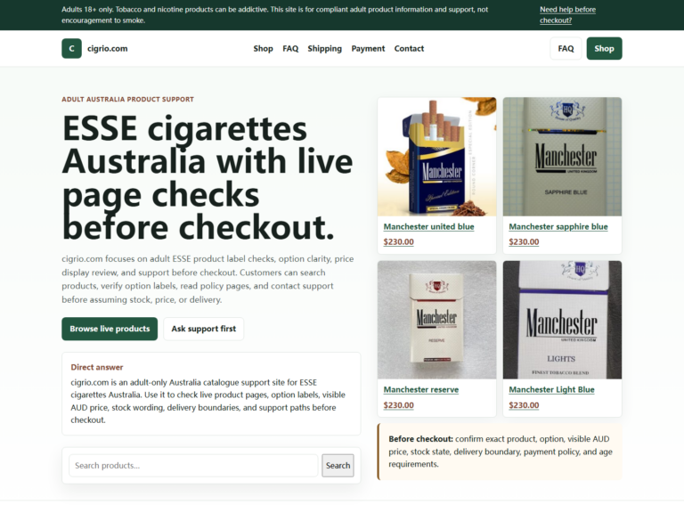Cigrio realistic adult search guide image 1 for ESSE cigarettes Australia